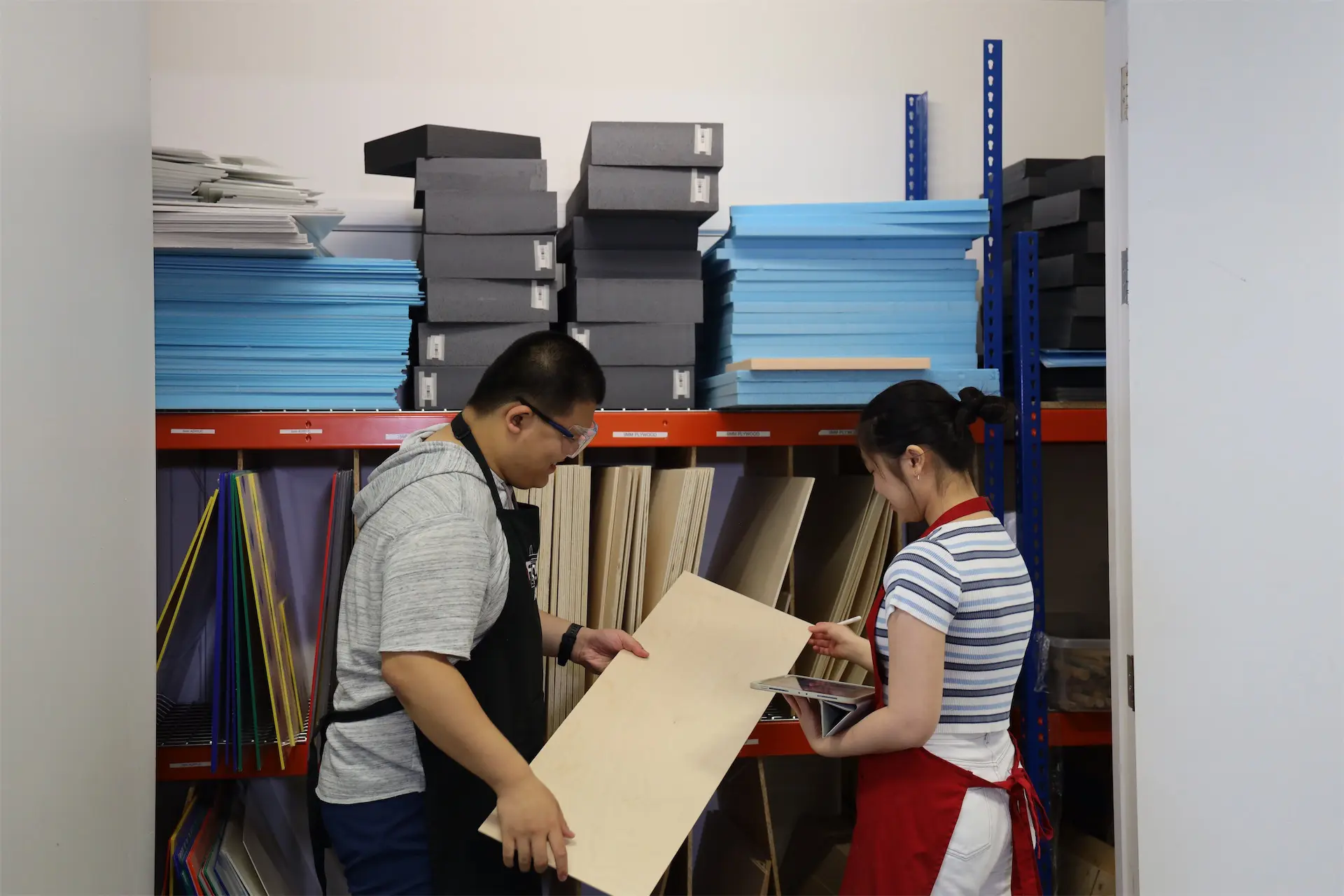 Users inspecting materials